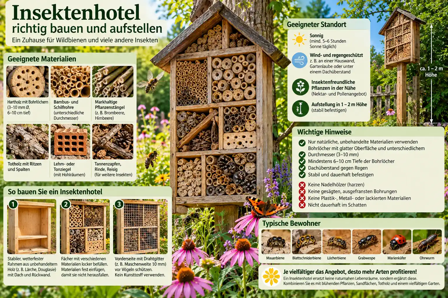 Ein Insektenhotel richtig bauen und aufstellen