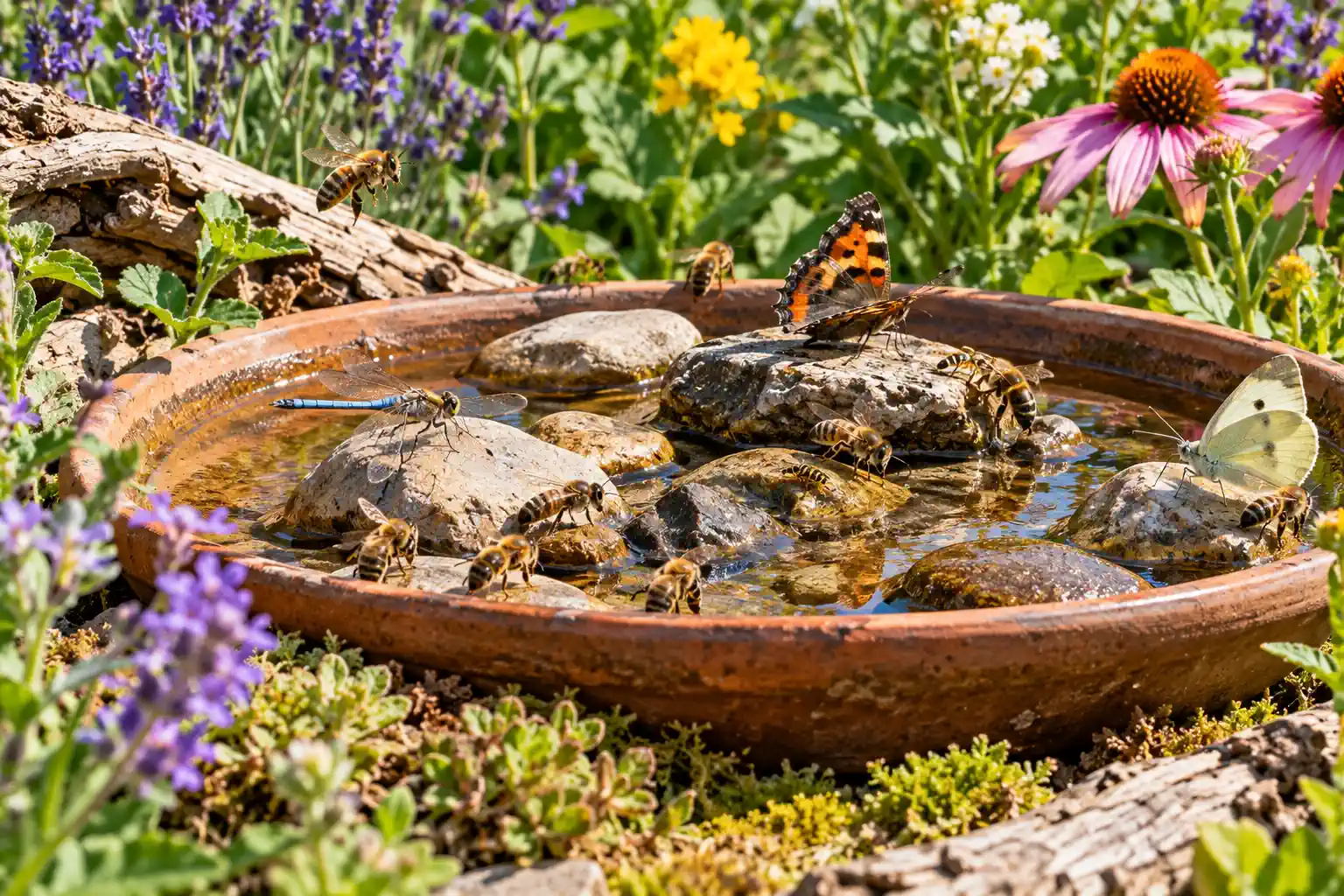 Wasser für Bienen bereitstellen