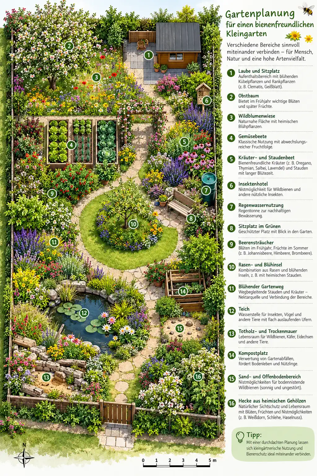 Ein Beispiel für einen insektenfreundlichen Kleingarten