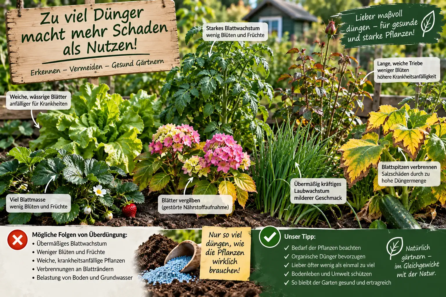Beschreibt Schäden bei Überdüngung
