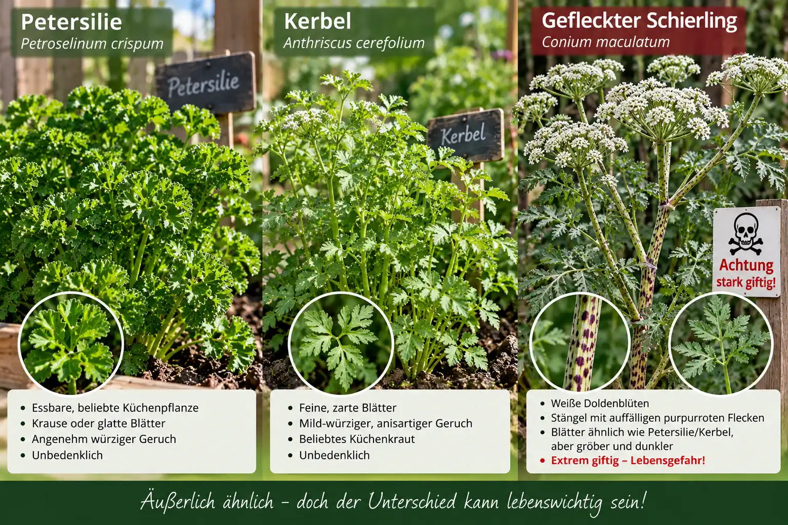 Unterschiede der sehr ähnlichen Blattformen