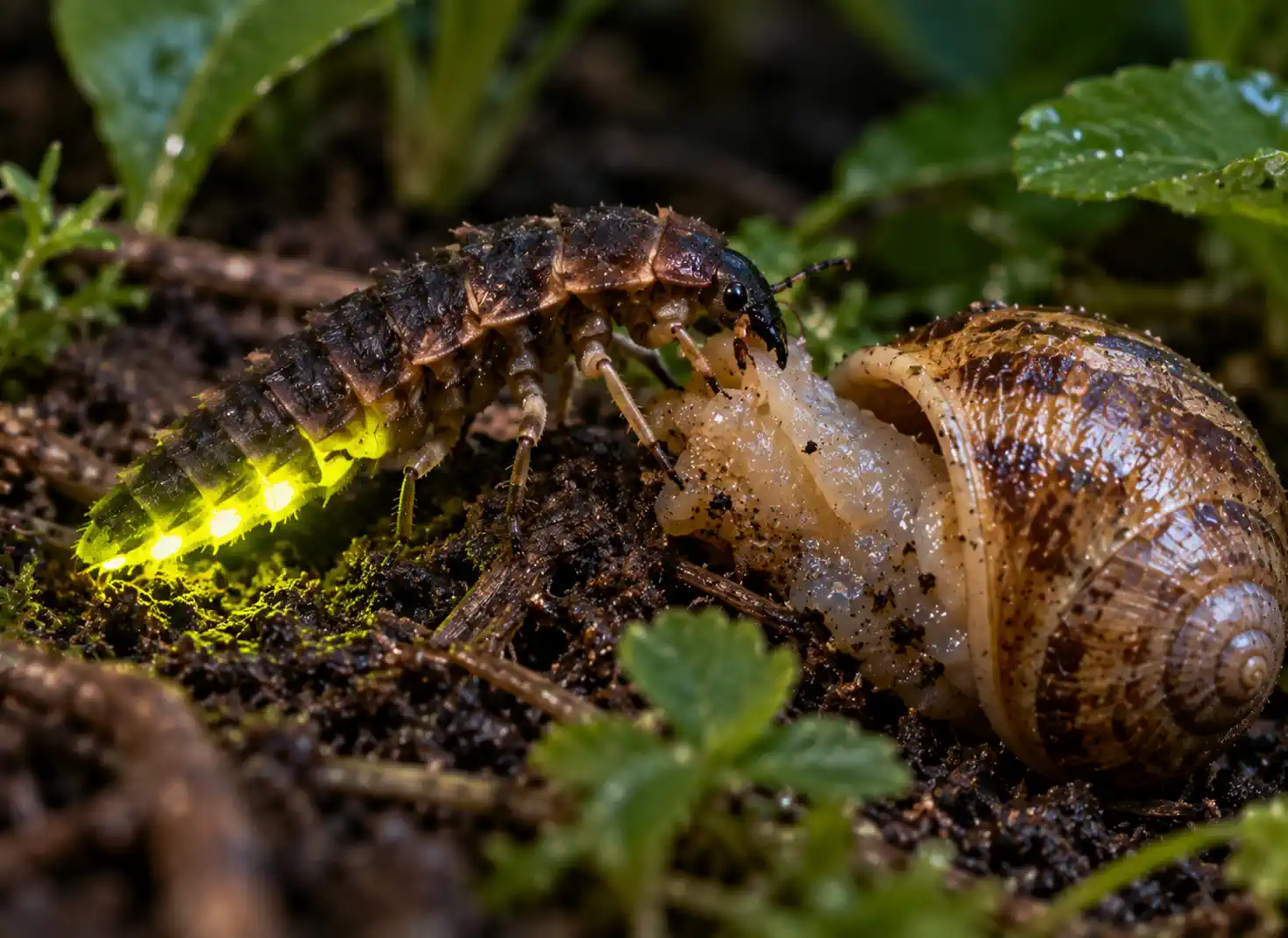 Glühwürmchenlarven sind auf Schnecken spezialisiert