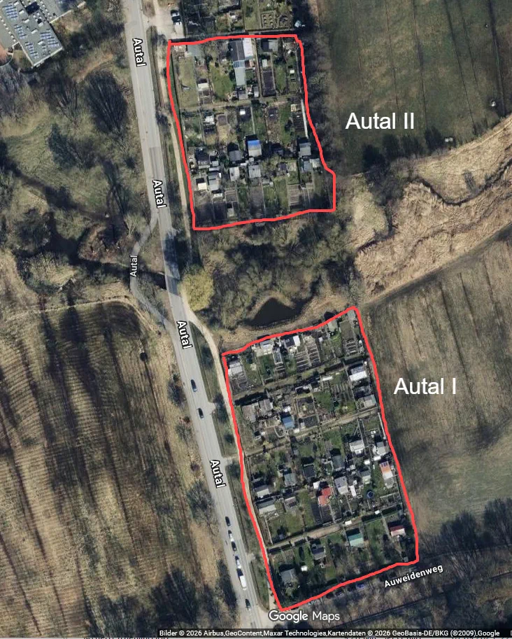 Google Map-Ausschnitt der KOlonien Autal I und Autal II